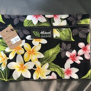 Nani Island Floral Cosmetic Bag - Black and Yellow